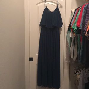 Pleated Navy blue maxi